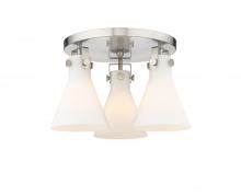 Innovations Lighting 411-3F-SN-G411-7WH - Newton Cone - 3 Light - 18 inch - Satin Nickel - Semi-Flush Mount