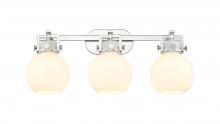 Innovations Lighting 411-3W-PN-G410-7WH - Newton Sphere - 3 Light - 27 inch - Polished Nickel - Bath Vanity Light