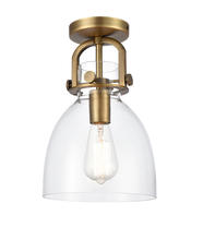 Innovations Lighting 412-1F-BB-8CL - Newton Bell - 1 Light - 8 inch - Brushed Brass - Semi-Flush Mount