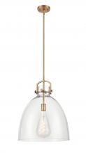 Innovations Lighting 412-1S-BB-16CL - Newton Bell - 1 Light - 16 inch - Brushed Brass - Stem hung - Pendant