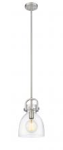 Innovations Lighting 412-1S-SN-8CL - Newton Bell - 1 Light - 8 inch - Brushed Satin Nickel - Stem hung - Mini Pendant