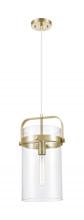 Innovations Lighting 413-1PM-CB-G413-1S-8CL - Pilaster - 1 Light - 8 inch Glass - Champagne Bronze - Pendant
