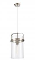 Innovations Lighting 413-1PM-SN-G413-1S-8CL - Pilaster - 1 Light - 8 inch Glass - Satin Nickel - Pendant