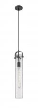 Innovations Lighting 413-1PS-BK-G413-1S-4SDY - Pilaster - 1 Light - 4 inch Glass - Matte Black - Pendant