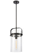 Innovations Lighting 413-1S-BK-8CL - Pilaster - 1 Light - 8 inch Glass - Matte Black - Stem hung - Mini Pendant