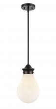 Innovations Lighting 414-1S-BK-8W - Genesis - 1 Light - 8 inch - Matte Black - Stem hung - Mini Pendant