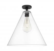 Innovations Lighting 434-1F-BK-GBC-162 - Crown Point - 1 Light - 16 inch - Matte Black - Flush Mount