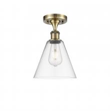 Innovations Lighting 516-1C-AB-GBC-82 - Berkshire - 1 Light - 8 inch - Antique Brass - Semi-Flush Mount
