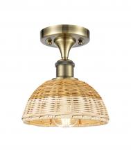 Innovations Lighting 516-1C-AB-NBD2-75-NAT - Bristol Natural II - 1 Light - 8 inch - Antique Brass - Semi-Flush Mount
