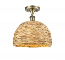 Innovations Lighting 516-1C-AB-RBD-12-NAT - Woven Rattan - 1 Light - 12 inch - Antique Brass - Semi-Flush Mount