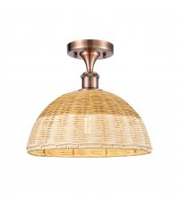 Innovations Lighting 516-1C-AC-NBD2-12-NAT - Bristol Natural II - 1 Light - 12 inch - Antique Copper - Semi-Flush Mount