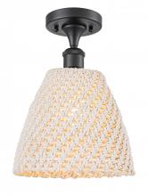 Innovations Lighting 516-1C-BK-NBD-9-NAT - Bristol Natural - 1 Light - 6 inch - Matte Black - Semi-Flush Mount