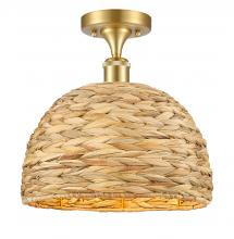 Innovations Lighting 516-1C-SG-RBD-12-NAT - Woven Rattan - 1 Light - 12 inch - Satin Gold - Semi-Flush Mount