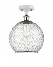 Innovations Lighting 516-1C-WPC-G122-10CBK - Farmhouse Chicken Wire - 1 Light - 10 inch - White Polished Chrome - Semi-Flush Mount