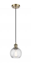 Innovations Lighting 516-1P-AB-G1214-6 - Small Twisted Swirl 1 Light Mini Pendant part of the Ballston Collection