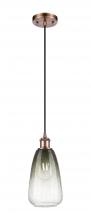 Innovations Lighting 516-1P-AC-G480-6SL - Brookhaven Almond - 1 Light - 6 inch - Antique Copper - Cord hung - Mini Pendant