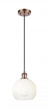 Innovations Lighting 516-1P-AC-G483-8OP - Brookhaven Globe - 1 Light - 8 inch - Antique Copper - Cord hung - Mini Pendant