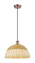 Innovations Lighting 516-1P-AC-NBD2-16-NAT - Bristol Natural II - 1 Light - 16 inch - Antique Copper - Cord hung - Mini Pendant