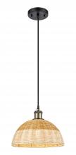 Innovations Lighting 516-1P-BAB-NBD2-12-NAT - Bristol Natural II - 1 Light - 12 inch - Black Antique Brass - Cord hung - Mini Pendant