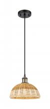 Innovations Lighting 516-1P-BAB-NBD2-9-NAT - Bristol Natural II - 1 Light - 9 inch - Black Antique Brass - Cord hung - Mini Pendant