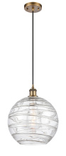 Innovations Lighting 516-1P-BB-G1213-12CL - Athens Deco Swirl - 1 Light - 12 inch - Brushed Brass - Cord hung - Mini Pendant
