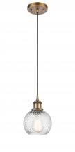 Innovations Lighting 516-1P-BB-G1214-6 - Small Twisted Swirl 1 Light Mini Pendant part of the Ballston Collection