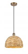 Innovations Lighting 516-1P-BB-RBD-12-NAT - Woven Rattan - 1 Light - 12 inch - Brushed Brass - Mini Pendant