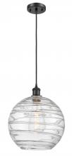 Innovations Lighting 516-1P-BK-G1213-12 - Athens Deco Swirl - 1 Light - 12 inch - Matte Black - Cord hung - Mini Pendant