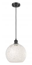 Innovations Lighting 516-1P-BK-G1216-10WM - White Mouchette - 1 Light - 10 inch - Matte Black - Cord Hung - Mini Pendant