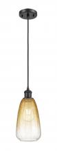 Innovations Lighting 516-1P-BK-G480-6AM - Brookhaven Almond - 1 Light - 6 inch - Matte Black - Cord hung - Mini Pendant