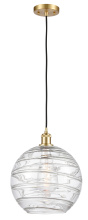 Innovations Lighting 516-1P-SG-G1213-12CL - Athens Deco Swirl - 1 Light - 12 inch - Satin Gold - Cord hung - Mini Pendant