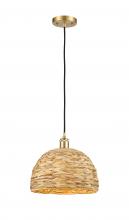 Innovations Lighting 516-1P-SG-RBD-12-NAT - Woven Rattan - 1 Light - 12 inch - Satin Gold - Mini Pendant