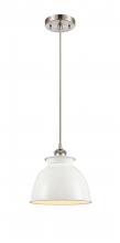 Innovations Lighting 516-1P-SN-M14-W - Adirondack - 1 Light - 8 inch - Brushed Satin Nickel - Cord hung - Mini Pendant