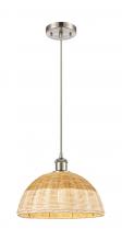 Innovations Lighting 516-1P-SN-NBD2-12-NAT - Bristol Natural II - 1 Light - 12 inch - Brushed Satin Nickel - Cord hung - Mini Pendant