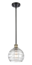 Innovations Lighting 516-1S-BAB-G1213-8CL - Athens Deco Swirl - 1 Light - 8 inch - Black Antique Brass - Stem hung - Mini Pendant