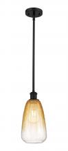 Innovations Lighting 516-1S-BK-G480-6AM - Brookhaven Almond - 1 Light - 6 inch - Matte Black - Stem hung - Mini Pendant