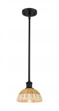 Innovations Lighting 516-1S-BK-NBD2-75-NAT - Bristol Natural II - 1 Light - 8 inch - Matte Black - Stem hung - Mini Pendant
