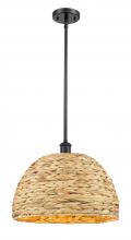 Innovations Lighting 516-1S-BK-RBD-16-NAT - Woven Rattan - 1 Light - 16 inch - Matte Black - Mini Pendant