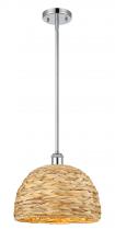 Innovations Lighting 516-1S-PC-RBD-12-NAT - Woven Rattan - 1 Light - 12 inch - Polished Chrome - Mini Pendant