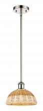 Innovations Lighting 516-1S-PN-NBD2-9-NAT - Bristol Natural II - 1 Light - 9 inch - Polished Nickel - Stem hung - Mini Pendant