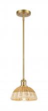 Innovations Lighting 516-1S-SG-NBD2-75-NAT - Bristol Natural II - 1 Light - 8 inch - Satin Gold - Stem hung - Mini Pendant