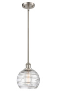 Innovations Lighting 516-1S-SN-G1213-8CL - Athens Deco Swirl - 1 Light - 8 inch - Brushed Satin Nickel - Stem hung - Mini Pendant