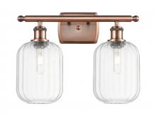 Innovations Lighting 516-2W-AC-G460-7CL - Preston Cylinder - 2 Light - 17 inch - Antique Copper - Bath Vanity Light