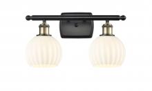 Innovations Lighting 516-2W-BAB-G1217-6WV - White Venetian - 2 Light - 16 inch - Black Antique Brass - Bath Vanity Light