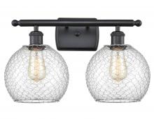 Innovations Lighting 516-2W-BK-G122-8CSN - Farmhouse Chicken Wire 2 Light Bath Vanity Light