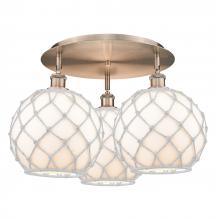 Innovations Lighting 516-3C-AC-G121-10RW - Farmhouse Rope - 3 Light - 22 inch - Antique Copper - Semi-Flush Mount