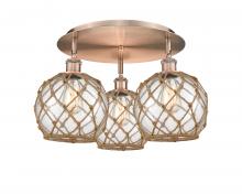 Innovations Lighting 516-3C-AC-G122-8RB - Farmhouse Rope - 3 Light - 20 inch - Antique Copper - Semi-Flush Mount