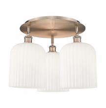 Innovations Lighting 516-3C-AC-G559-8GWH - Bridal Veil - 3 Light - 17 inch - Antique Copper - Semi-Flush Mount