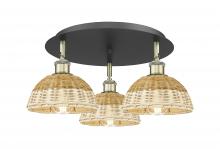 Innovations Lighting 516-3C-BAB-NBD2-75-NAT - Bristol Natural II - 3 Light - 19 inch - Black Antique Brass - Semi-Flush Mount