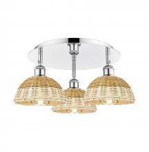 Innovations Lighting 516-3C-PC-NBD2-75-NAT - Bristol Natural II - 3 Light - 19 inch - Polished Chrome - Semi-Flush Mount